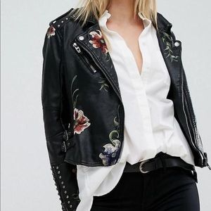 Blank NYC Floral Embroidered Moto Jacket